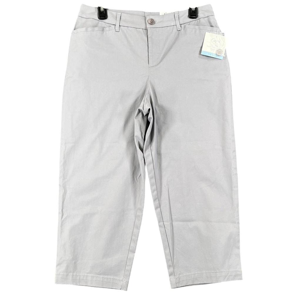 Croft & Barrow Secretly Slimming Capri Pants Womens 10 Gray Stretch NWT